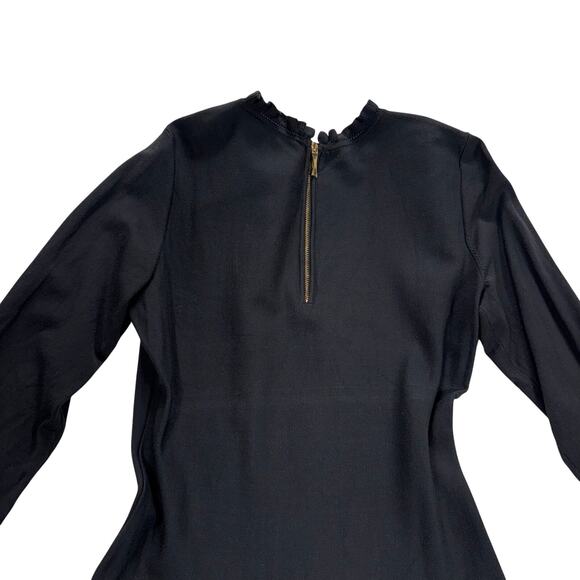Kate Spade New York Black Knit Fit & Flare Dress Ruffle Neck Long Sleeve Size M - Picture 8 of 10